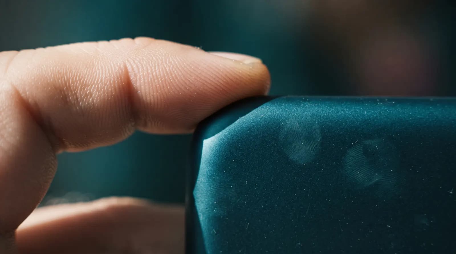 A finger pressing the edge of a phone