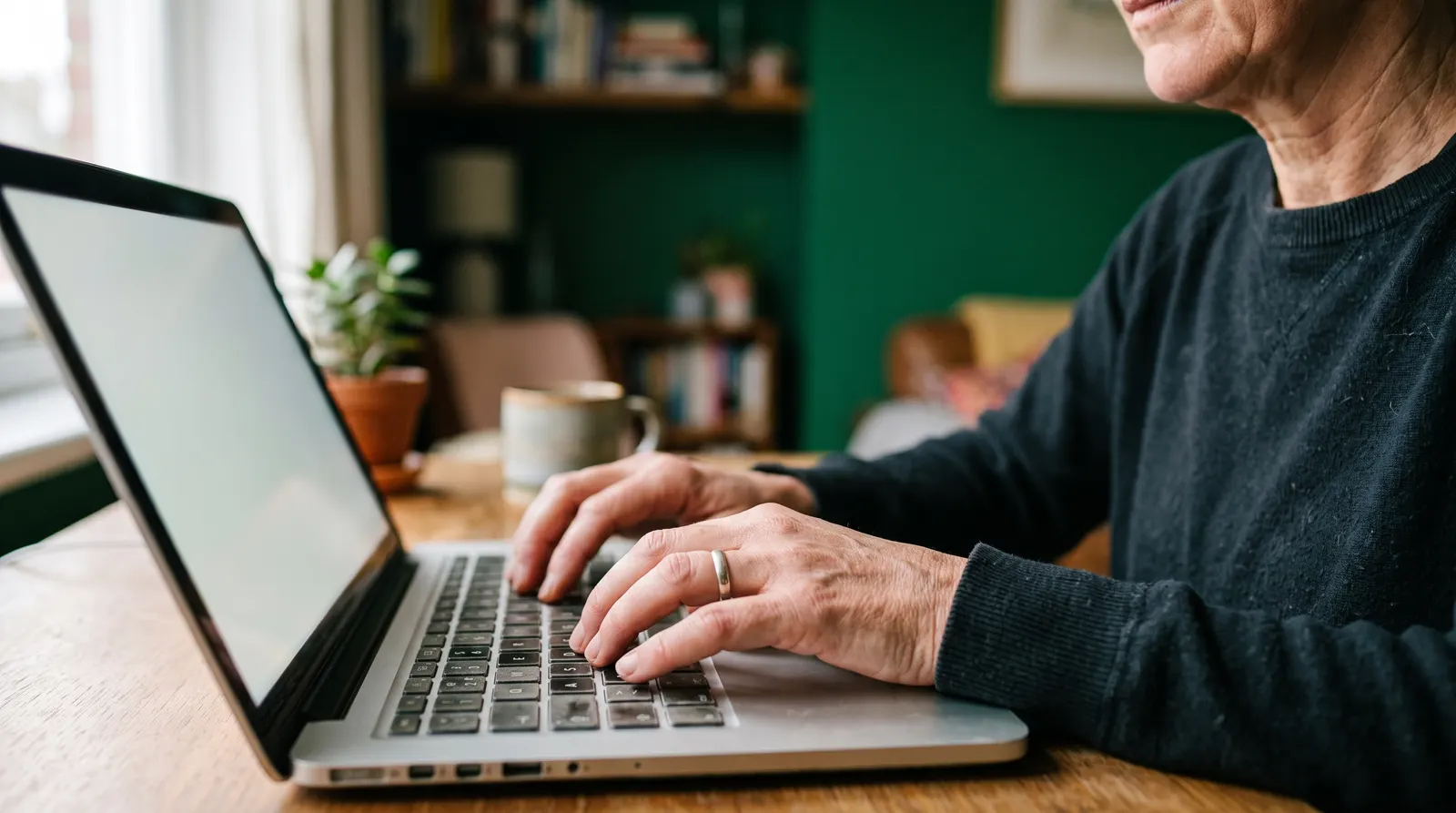 Hands typing on a keyboard, managing a deal in progress